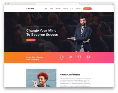 Manup шаблон сайта мероприятий